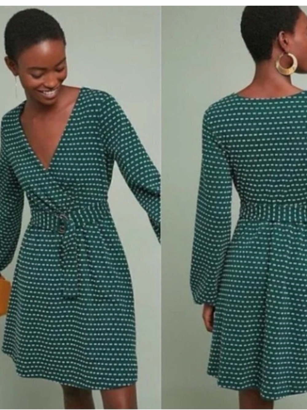Maeve Malta green knit belted dress